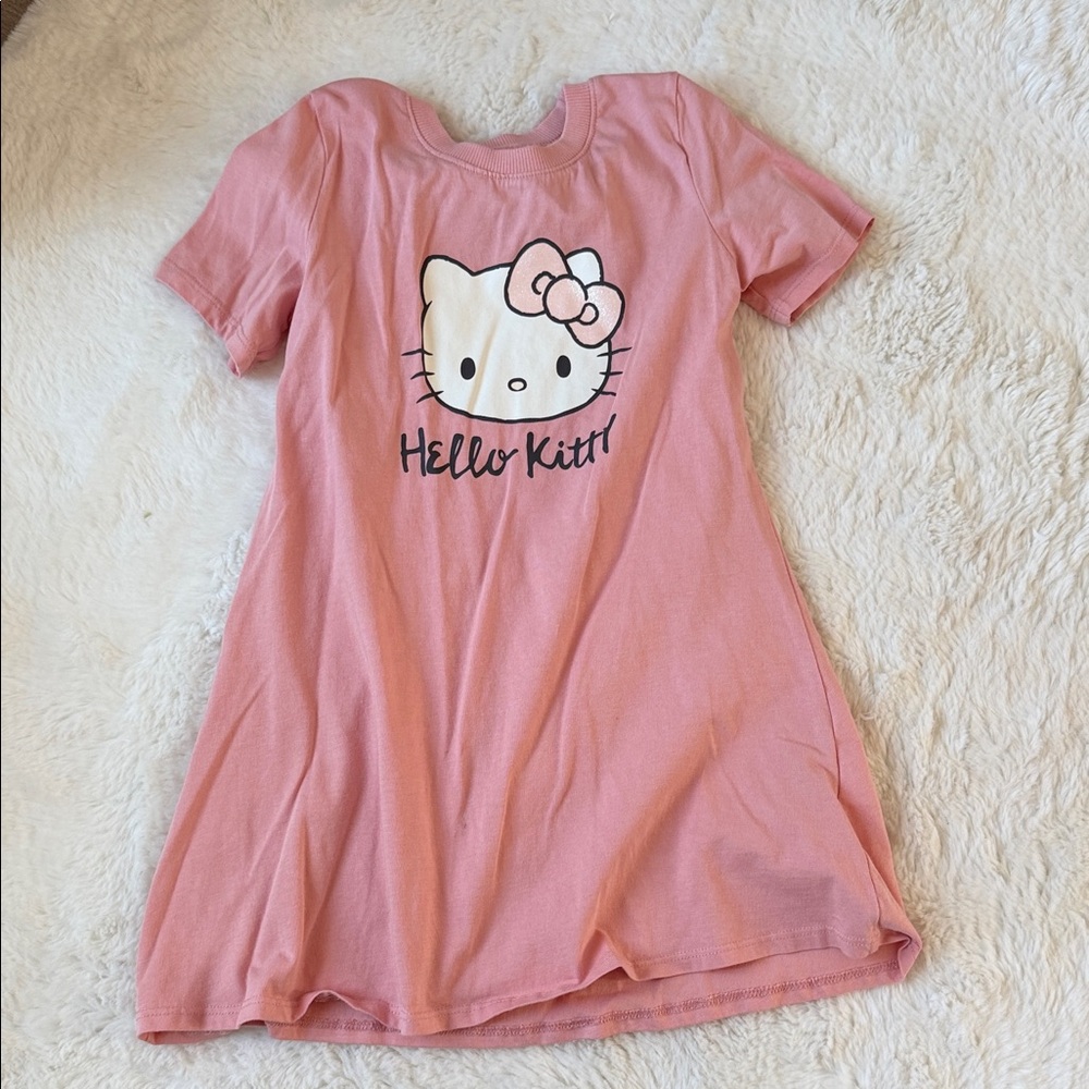 Hello Kitty Pink Short Sleeve Kids Nightgown with Graphic Bow